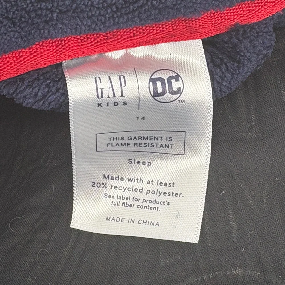 Gap Kids DC Batman Robe Navy Uniform Hooded Bathrobe Size 14 Fleece Soft Plush - Picture 5 of 7